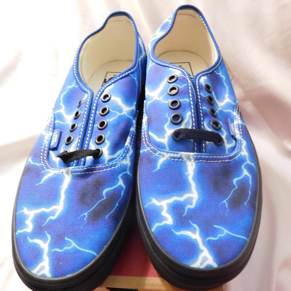 Vans Authentic Lightning Blue & Black Skate Shoes Men's Size 10 New
